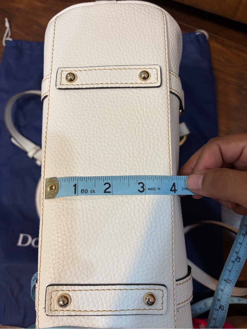 Dooney & Bourke White Pebble Leather Satchel with Gold Hardware - Picture 12 of 14